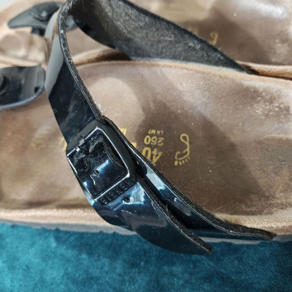 Birkenstock Gizeh Thong Sandals Womens Size 9 / 40 Black Patent Leather Slip On - Picture 7 of 10